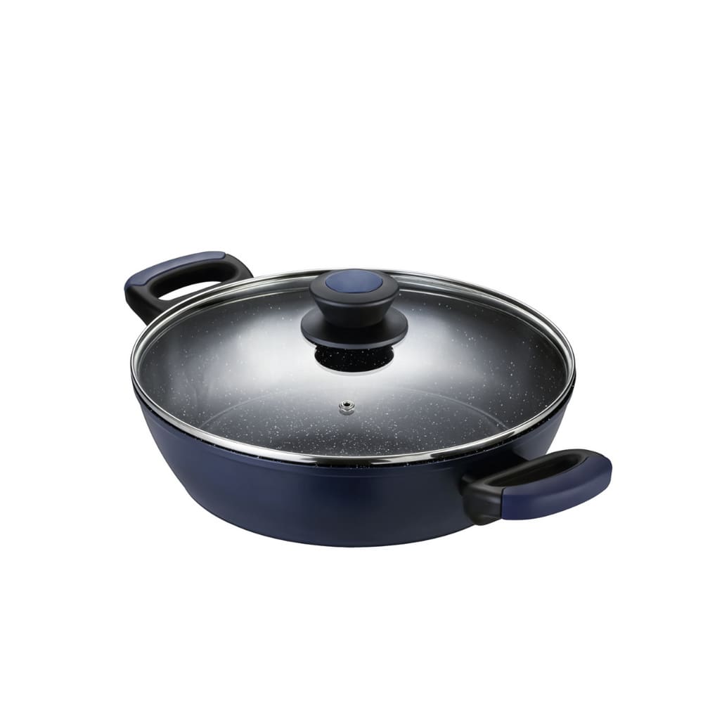Caçarola Rasa Em Alumínio Com Revestimento Cerâmico Antiaderente Indução Everyday 4,2L Oxford Azul