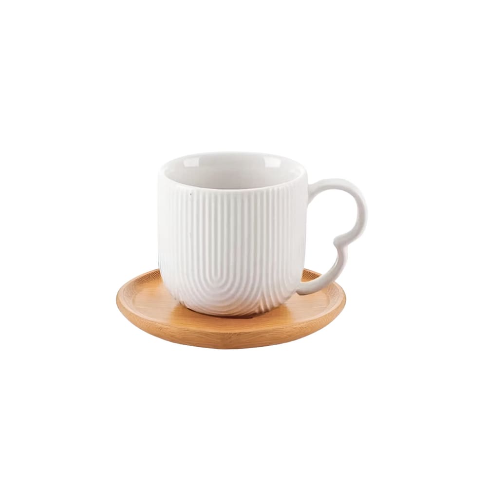 Conjunto De Xícaras Para Café Com Pires Em Cerâmica Oásis Branco Com 4 Peças 90ml Haüskraft