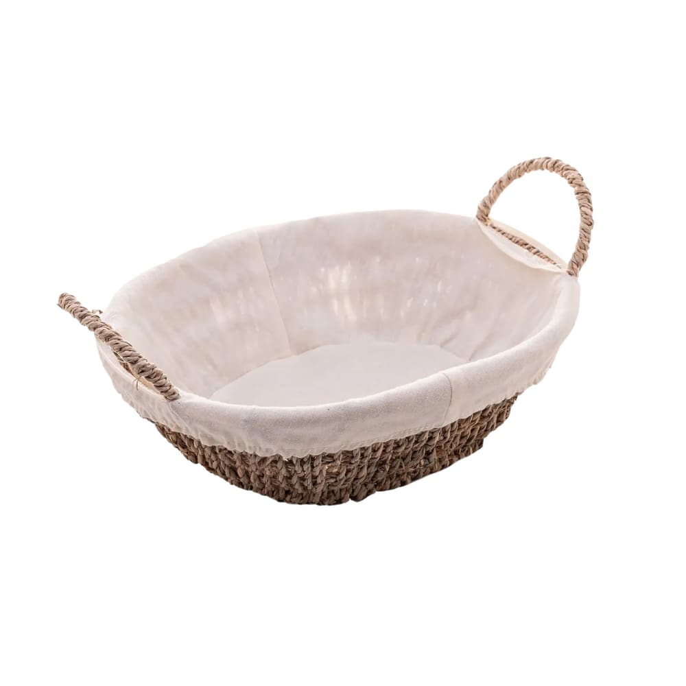 Cesto Organizador Oval Em Sisal Com Forro Em Tecido 31,5x12,5cm Wolff