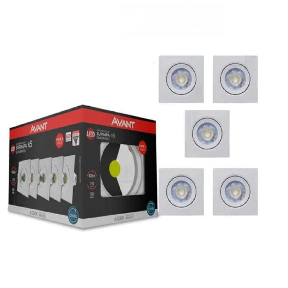 Kit 5 Spot Led Embutir Direcionável Luminária