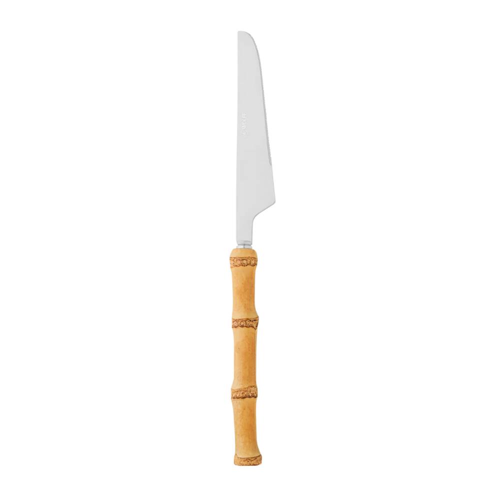 Jogo De Facas De Mesa Em Inox E Cabo Em Bambu Tulum Com 4 Peças Wolff