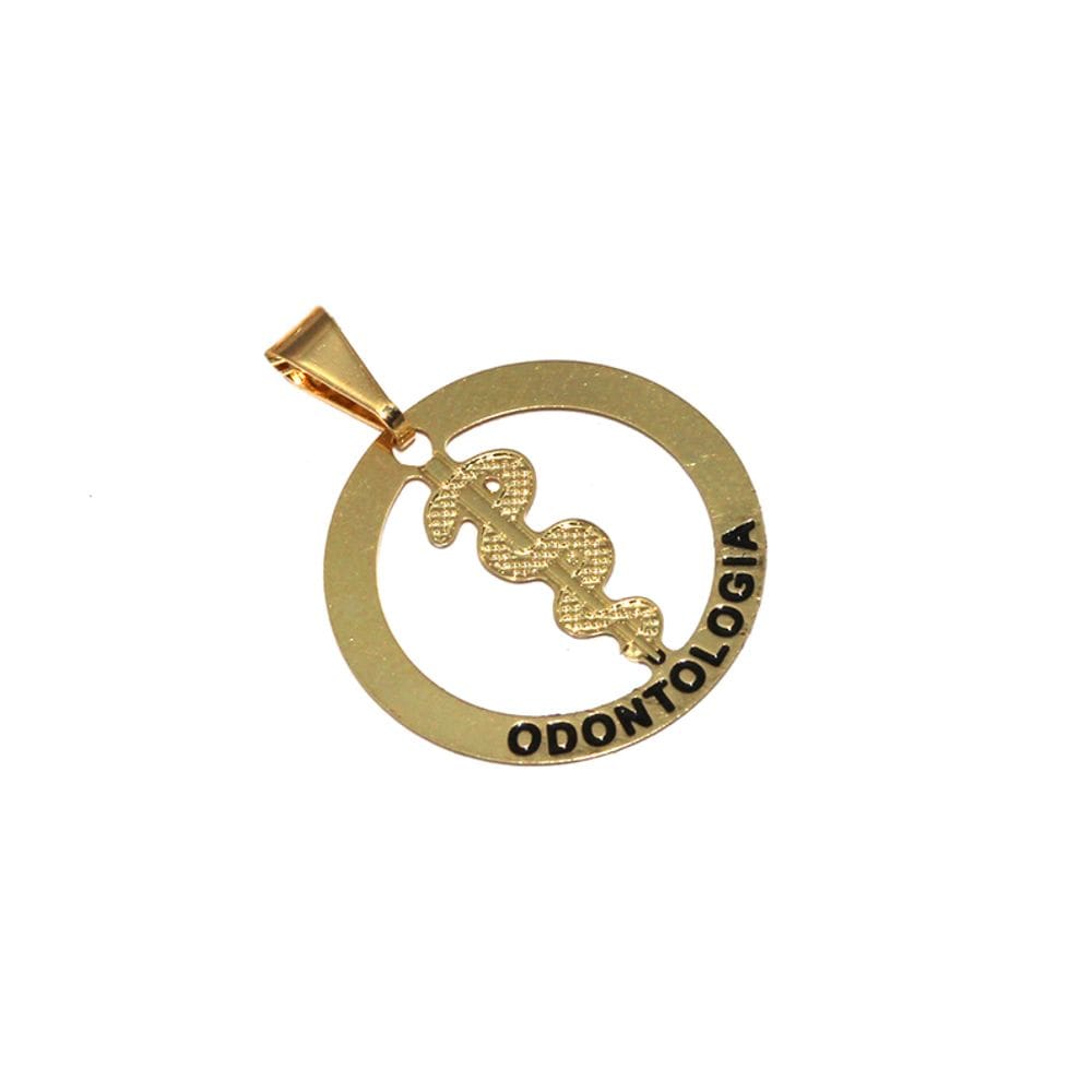 Pingente Minha Profissão Odontologia Dentista Folheado 18k