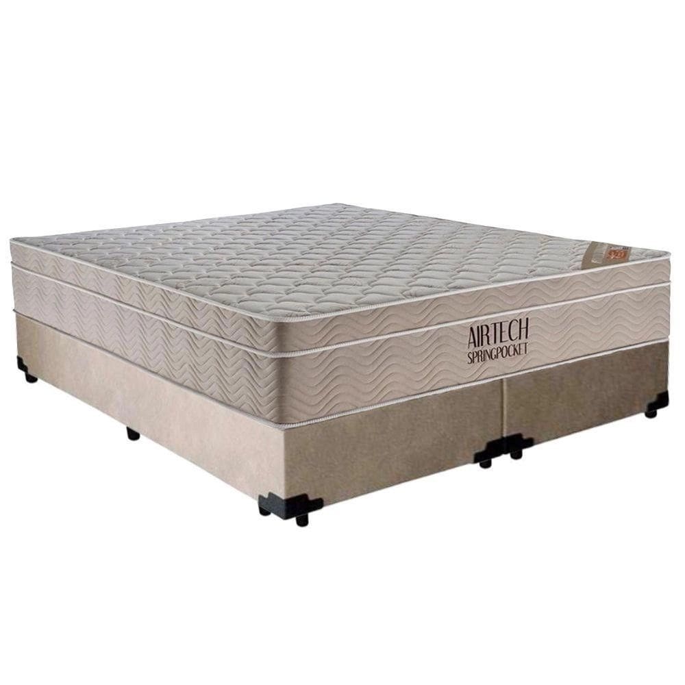 Cama Box Base Queen Bipartido Molas Ensacadas Airtech SpringPocke 158x198 Bege - Ortobom