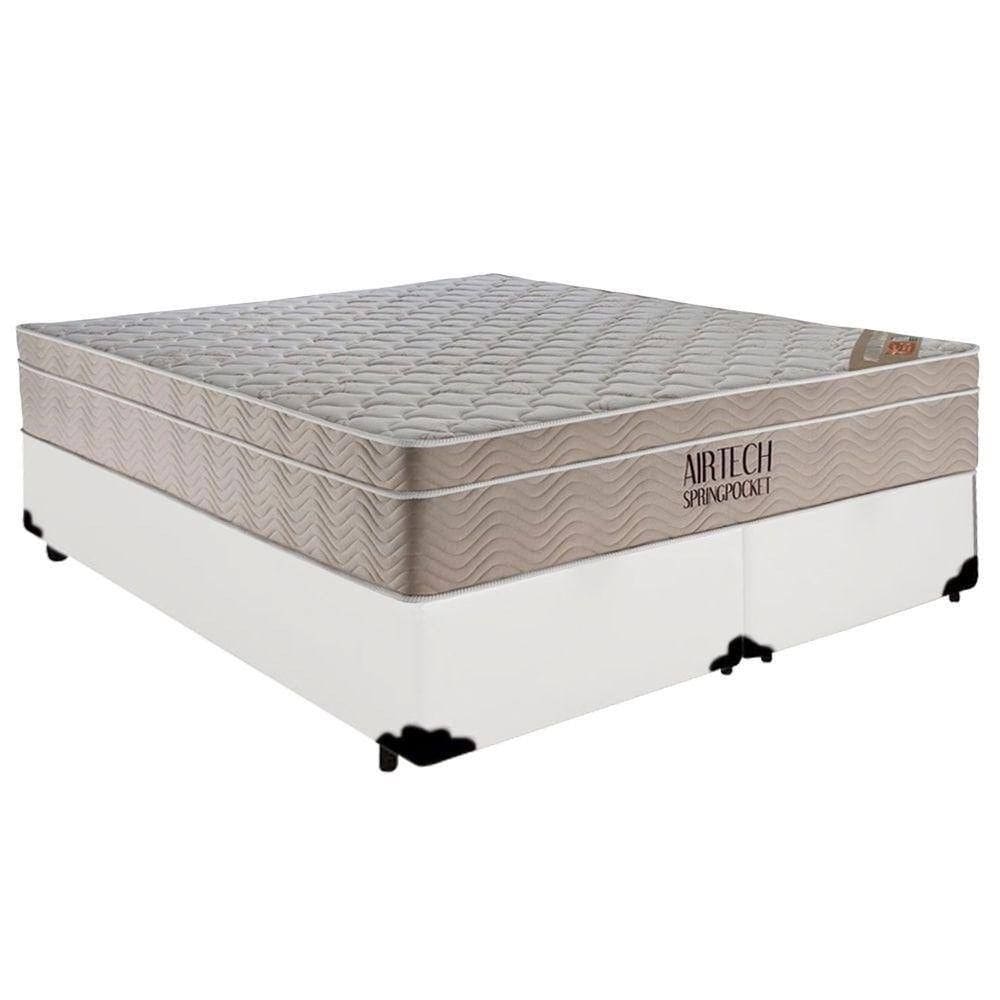 Cama Box Base Queen Bipartido Molas Ensacadas Airtech SpringPocke 158x198 Branco - Ortobom