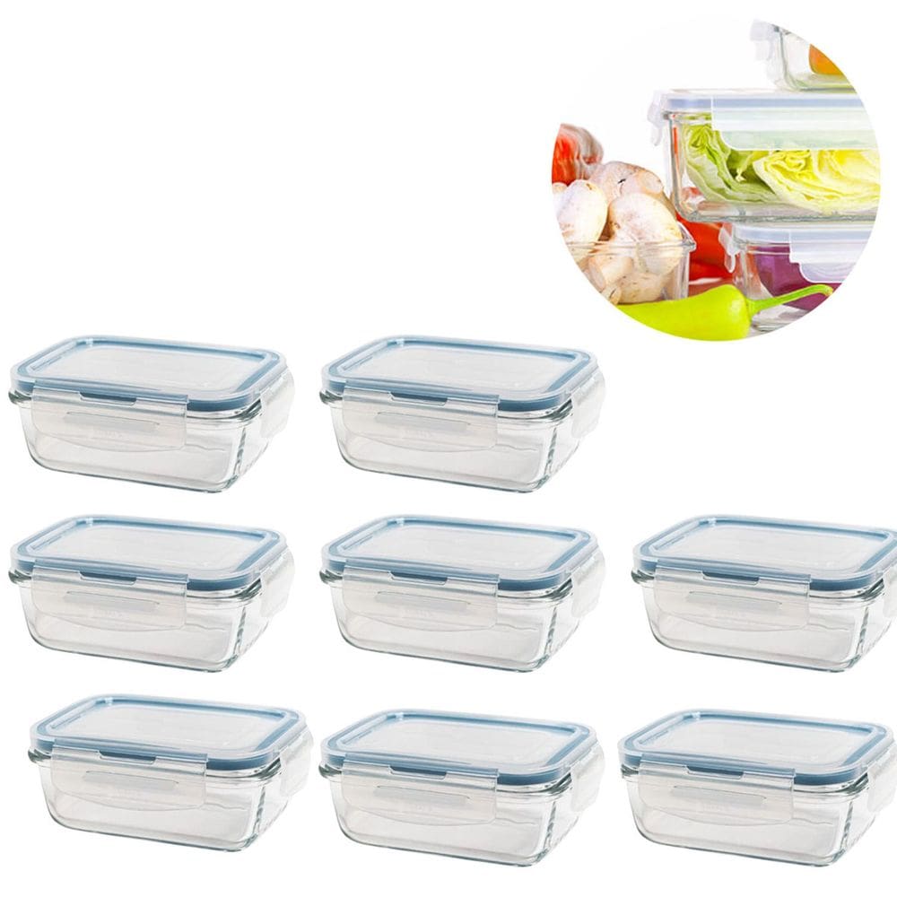 Kit 8 Potes de Vidro Hermético com Trava e Vedação 840 ML