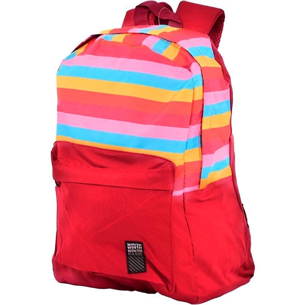 Mochila Juvenil Colorida Listrada Escola Passeio Cor:vinho [F102]