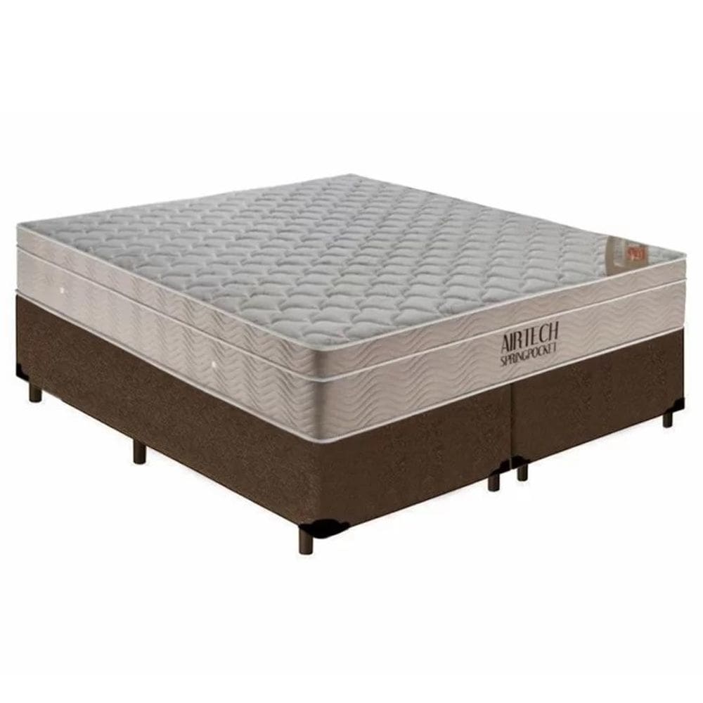 Cama Box Base Queen Bipartido Molas Ensacadas Airtech SpringPocke 158x198 Marrom - Ortobom