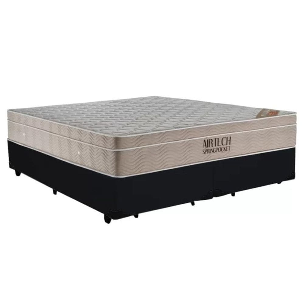 Cama Box Base Queen Bipartido Colchão Molas Ensacadas Airtech SpringPocke 158x198 Preto - Ortobom