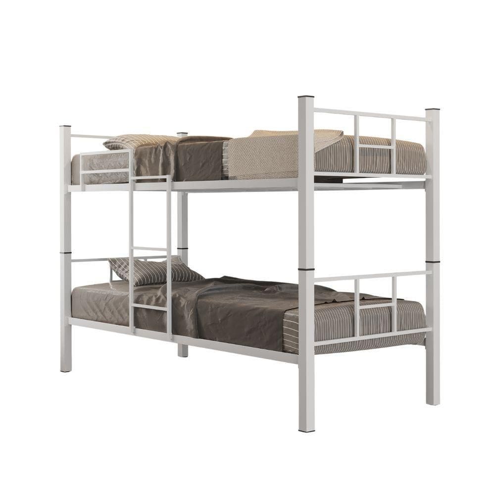 Beliche Solteiro Padrão Aço Vira 2 Cama Escada Grade Proteção  Branco