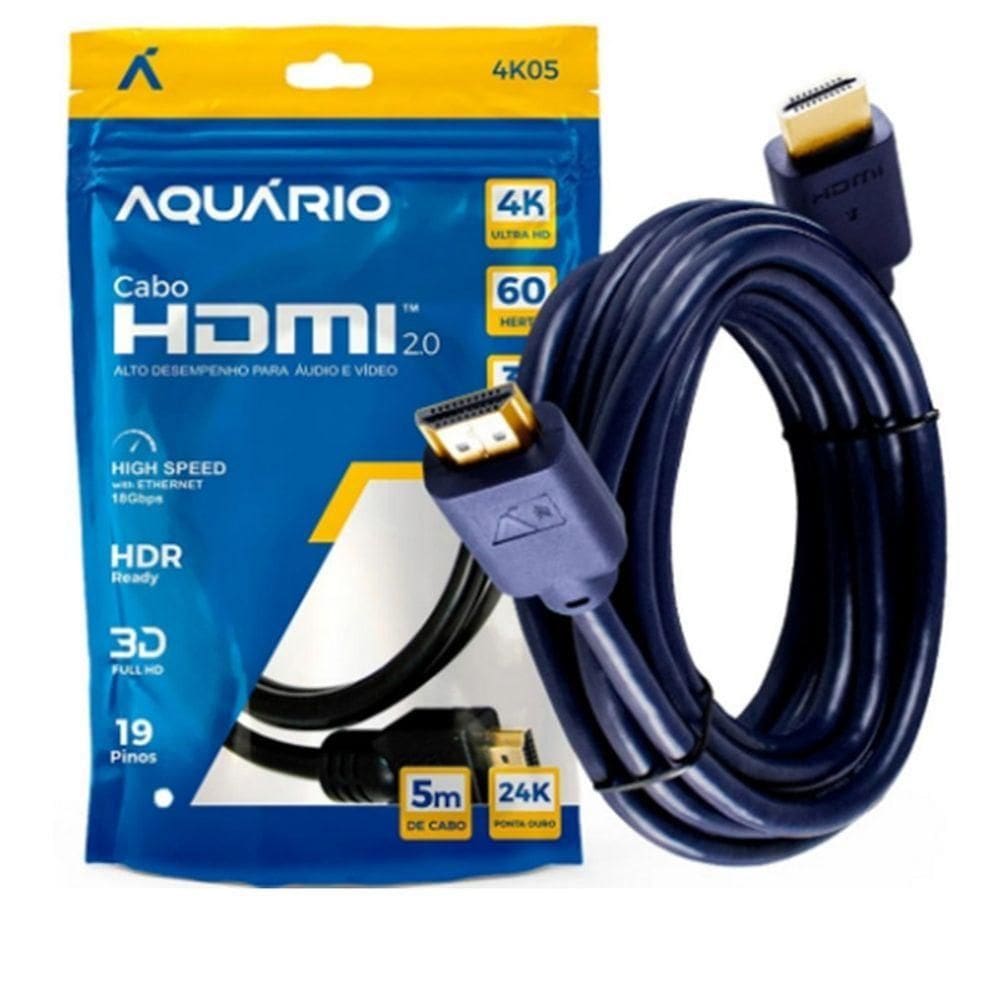 Cabo Hdmi Macho X Macho 5M Áudio E Vídeo