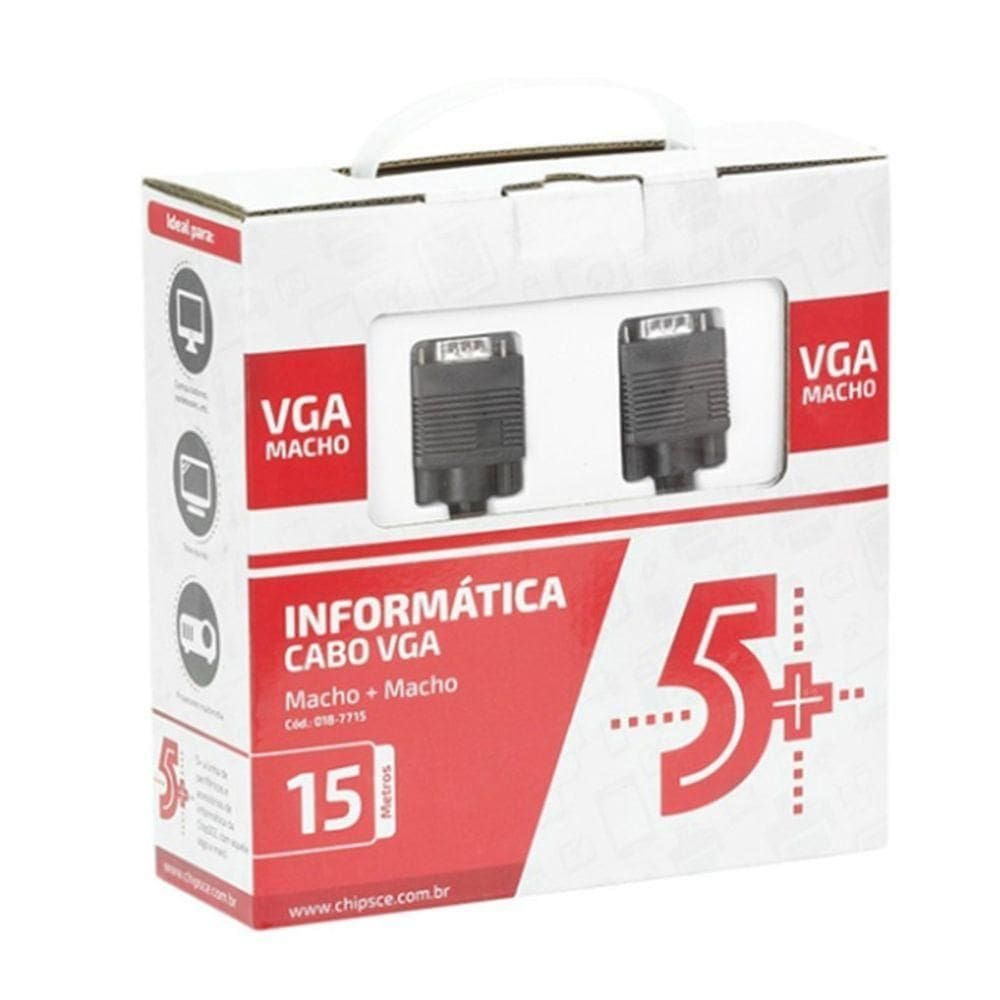 Cabo Vga Com Filtro 15 Metros Para Pc