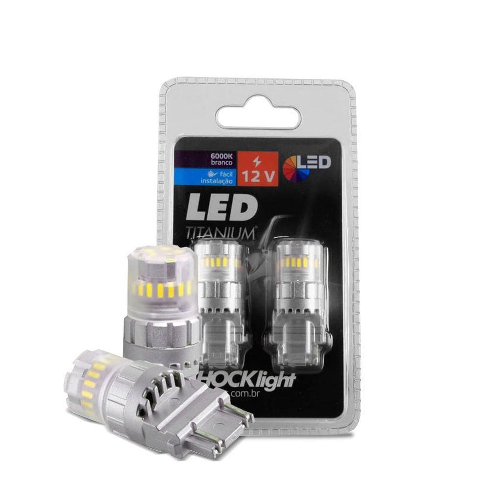 Par Lâmpada Led Branca T25 3157 23 Smd-4014-3030 2 Polos 6000k 12v