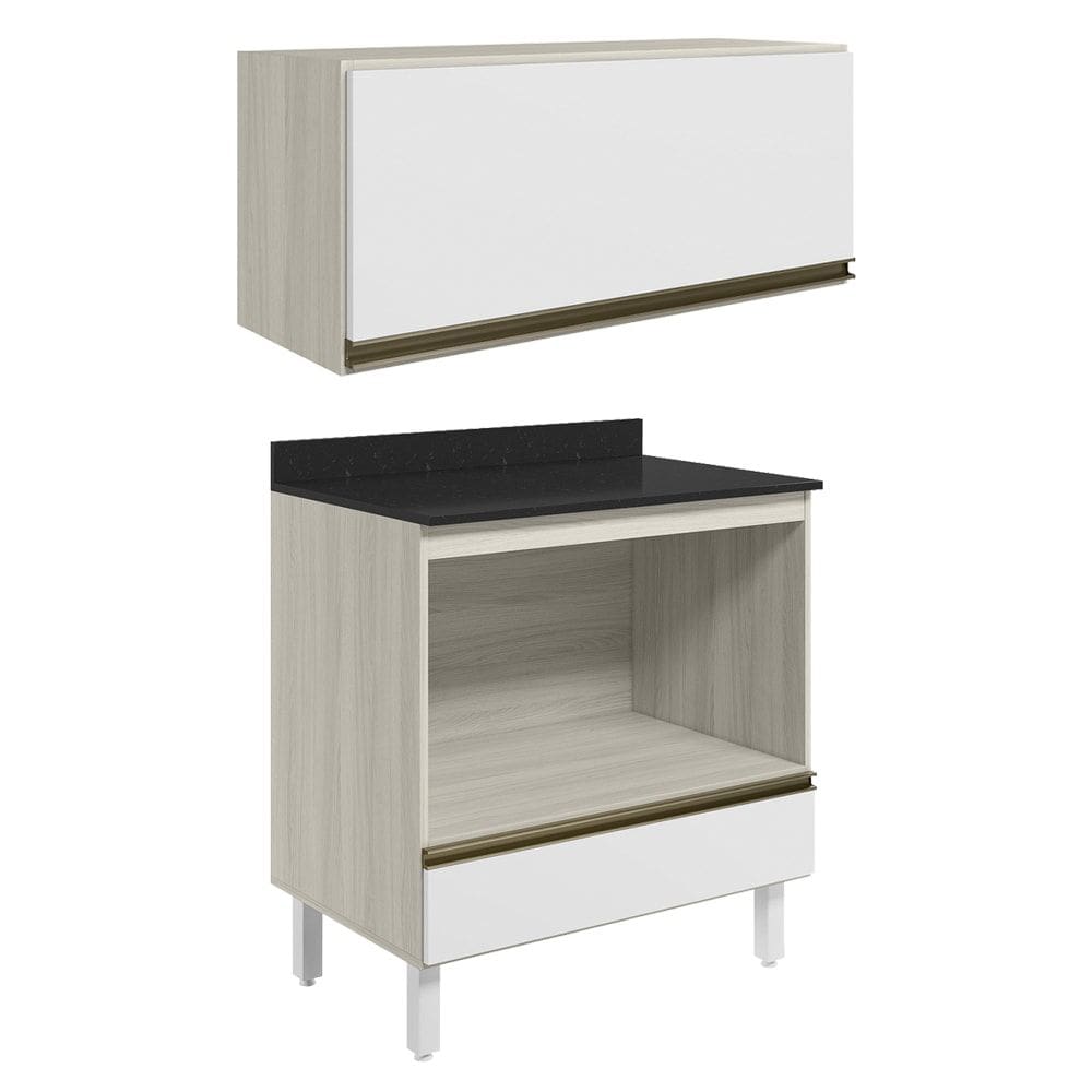 Armario Aereo Balcao Forno MDF Kali Bianco Toq Branco Uv Nicioli
