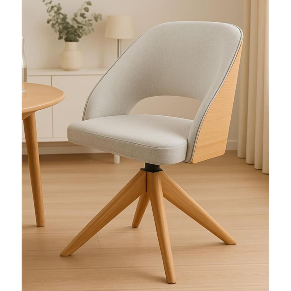 Poltrona Estofada com Base Giratória em Madeira Maciça – Prada Exclusiva