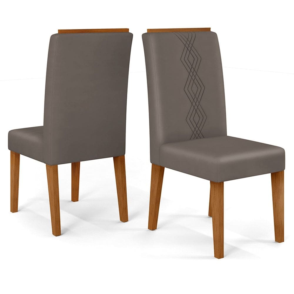 Kit 2 Cadeiras De Jantar Estofadas Yasmin Veludo Lunar Freijo Dj Moveis