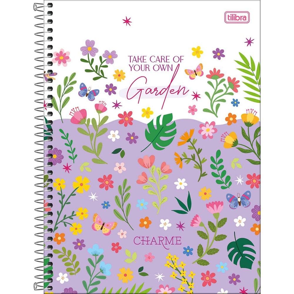 Caderno Espiral Grande Univ. Flores 10 Matérias Charme Floral 160 Folhas - Tilibra