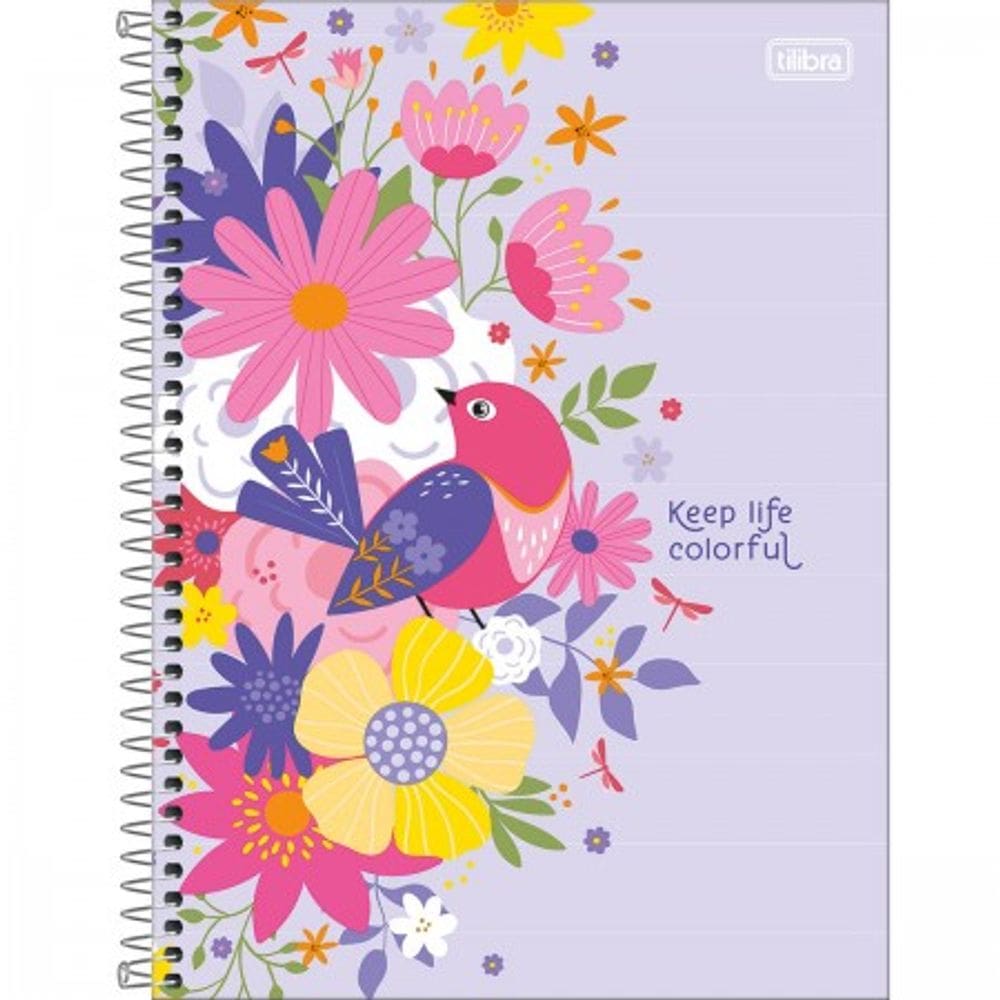 Caderno Espiral Grande Univ. Flores 10 Matérias Charme Floral 160 Folhas - Tilibra
