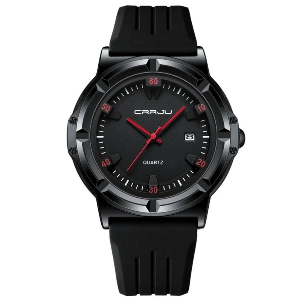 Relógio Masculino Casual De Quartzo Analógico Pulseira De Silicone à Prova D`água Vermelho