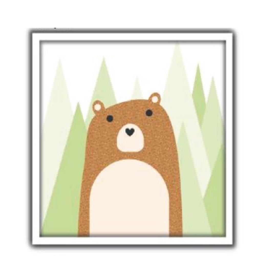 Quadro Decorativo Infantil Urso Safari Para Quarto De Bebê