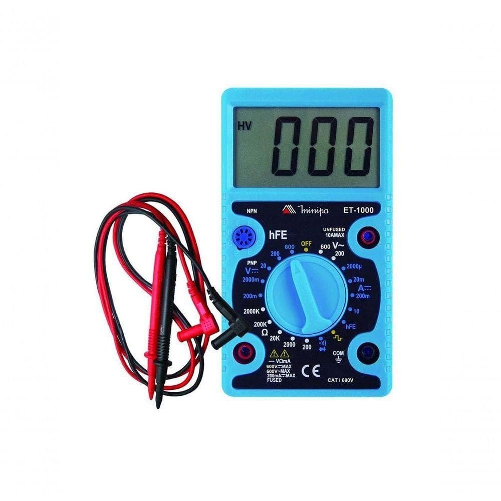 Multimetro Digital Minipa Et-1000 Cat I 600v Tensao Dc-ac