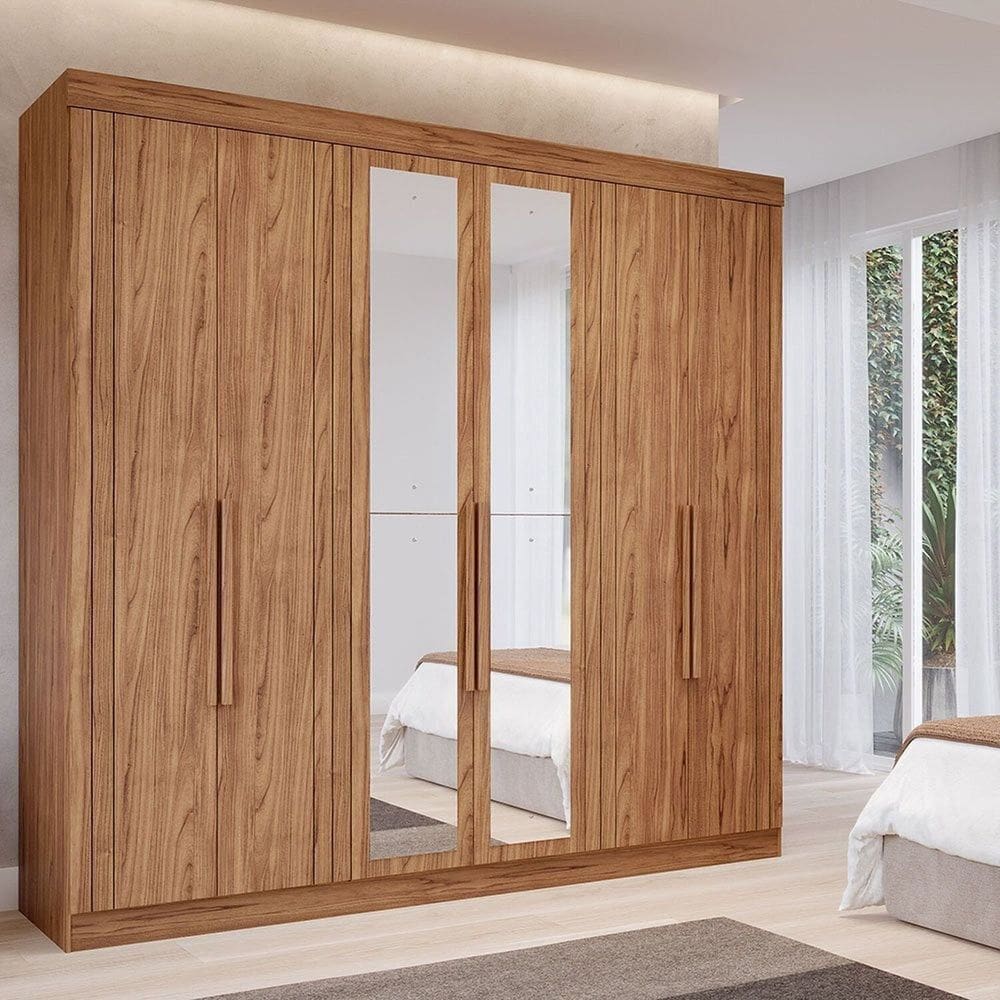 Guarda-Roupa Casal 6 Portas com 4 Espelhos e 6 Gavetas 234cm 100% MDF Boston Espresso Móveis