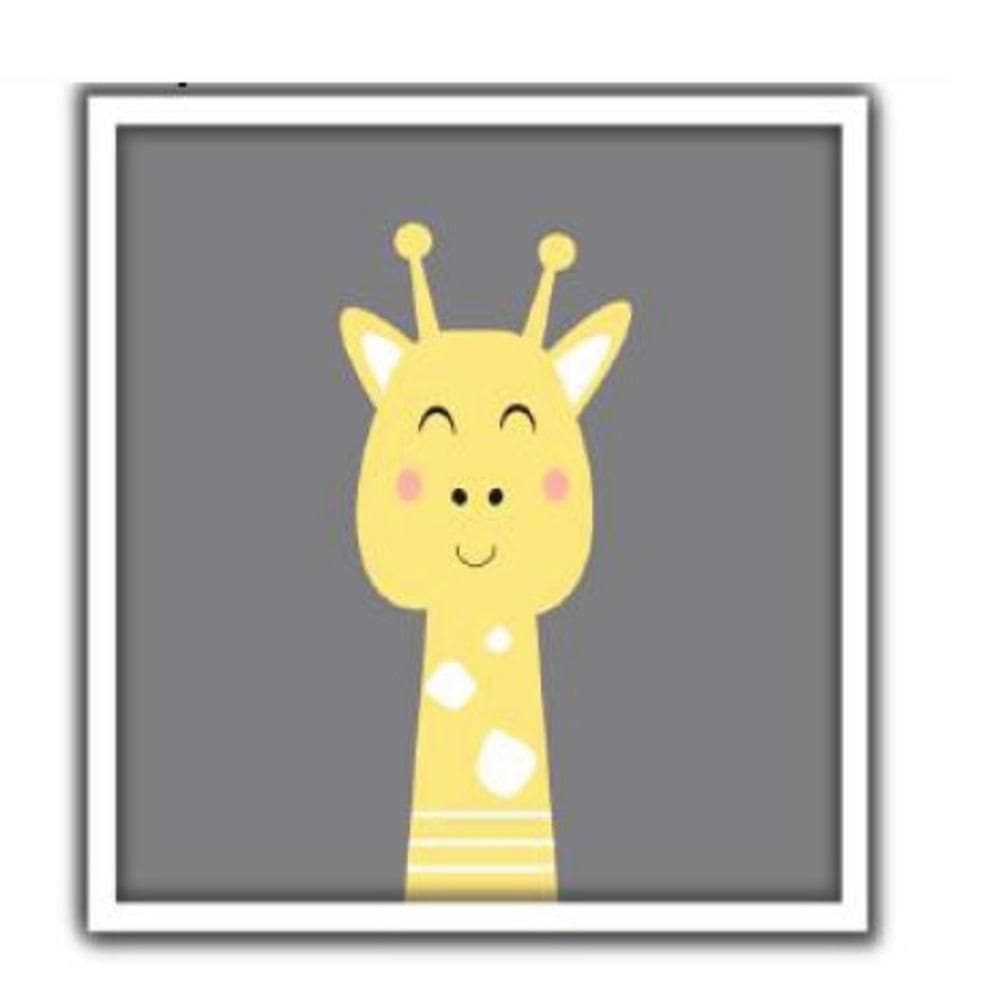 Quadro Decorativo Infantil Girafa Para Quarto De Bebê Safari