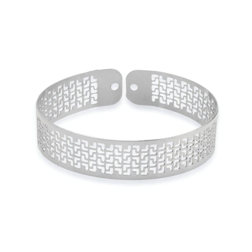 Bracelete Prateado De Renda Vazado