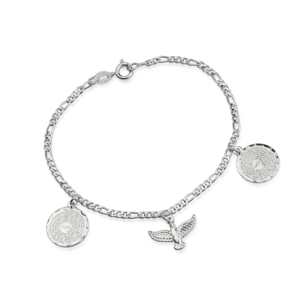 Pulseira Prateada Religiosa Pai Nosso E Espírito Santo