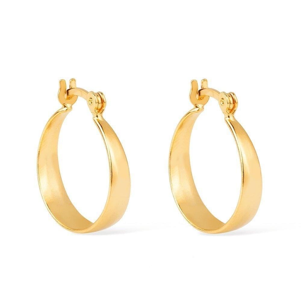 Brinco Dourado De Argola Média Lisa Chapada