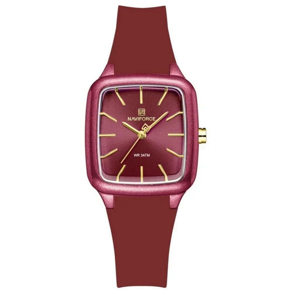 Relogio Feminino Design Quadrado Casual Simples Impermeavel Pulseira Silicone Vermelho