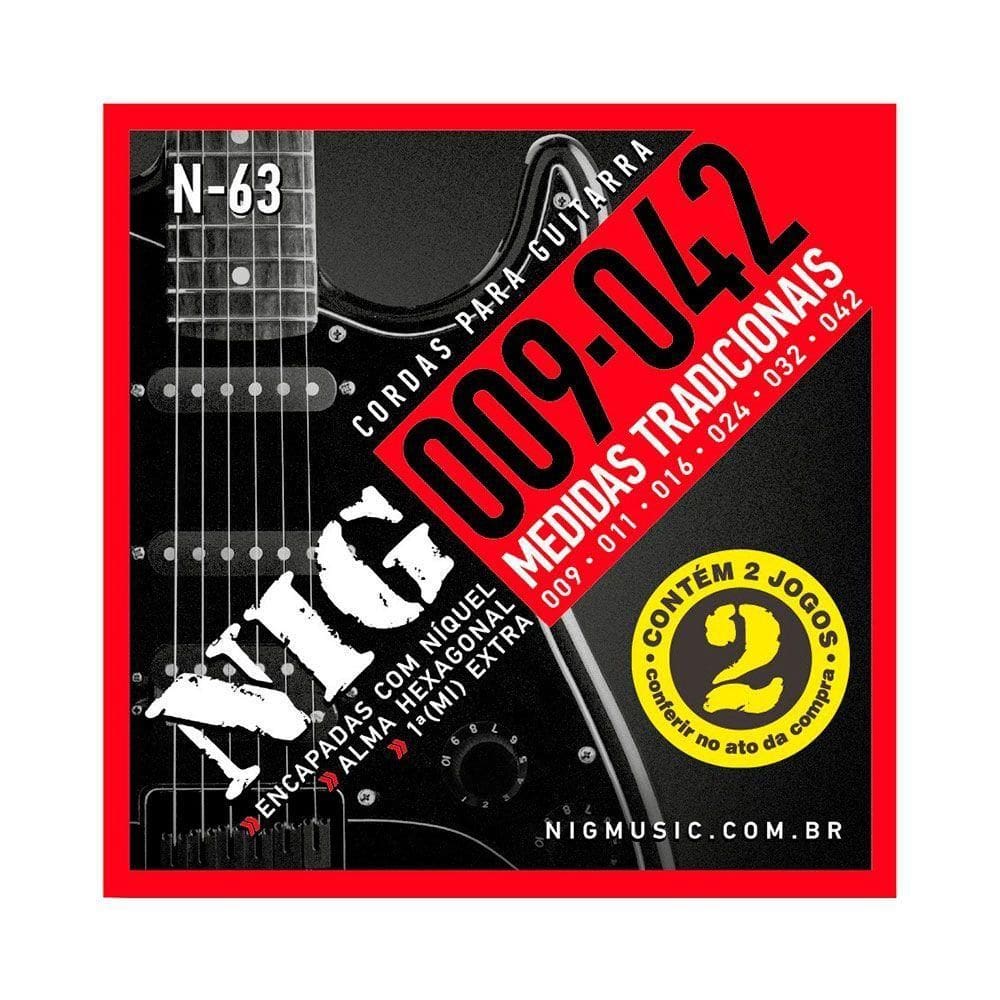 Encordoamento Nig Duplo 2n63 P/ Guitarra 9/42 - Ec0384