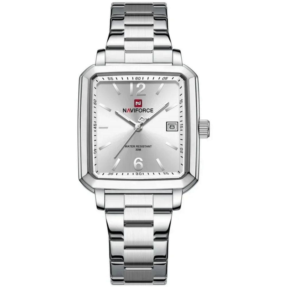 Relógio Masculino Design Quadrado Casual Esportivo De Quartzo Impermeavel Branco Prata