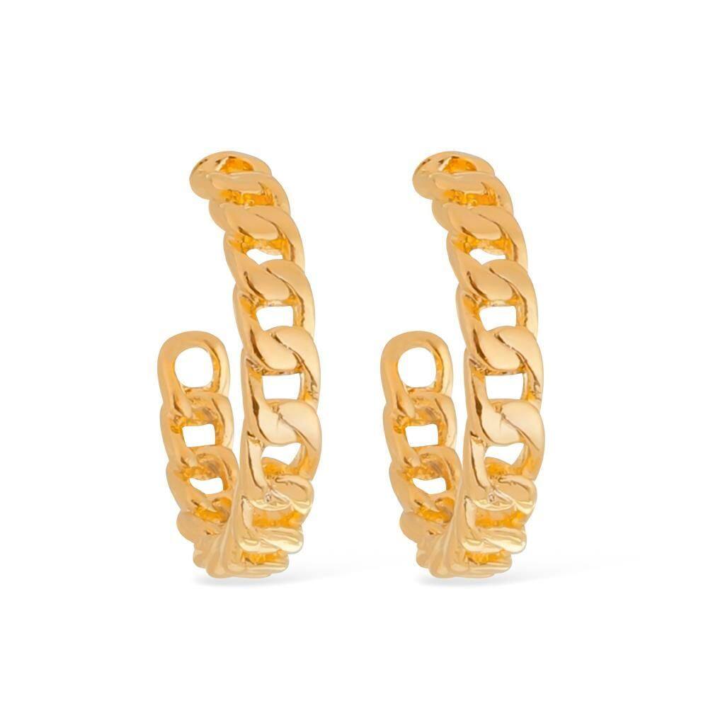 Brinco Dourado De Argola Formato Corrente Médio
