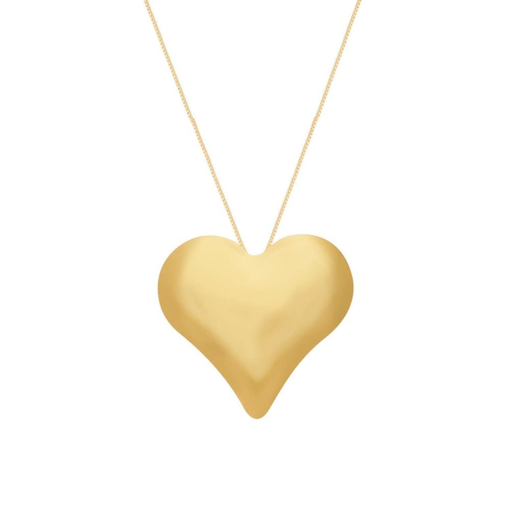 Colar Dourado De Coração Liso