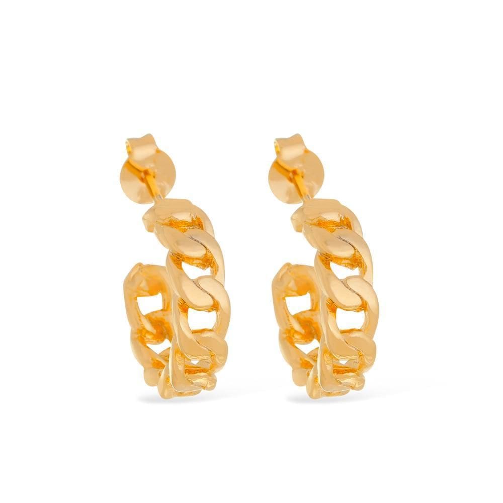 Brinco Dourado De Argola Formato Corrente Pequeno