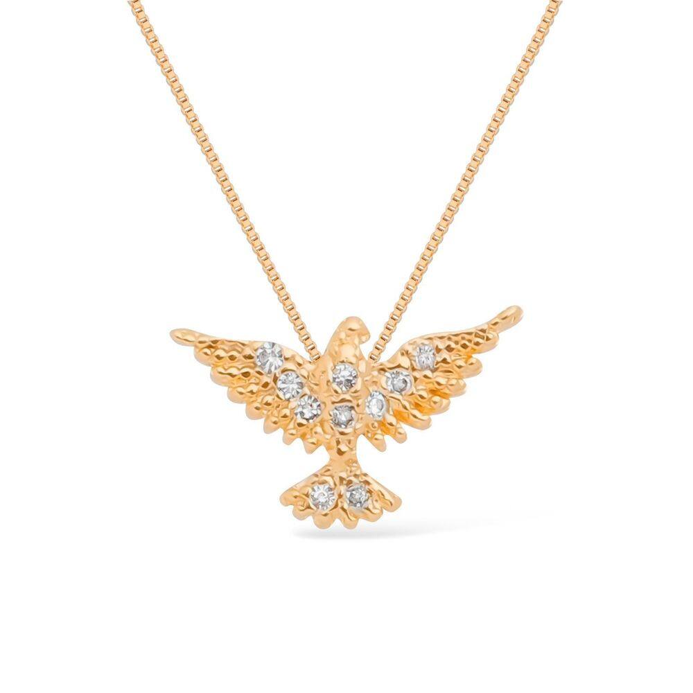 Colar Dourado Espirito Santo Com Zircônia