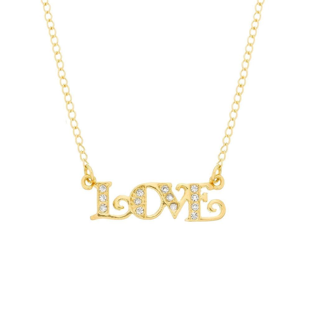 Colar Dourado Love Com Zircônia