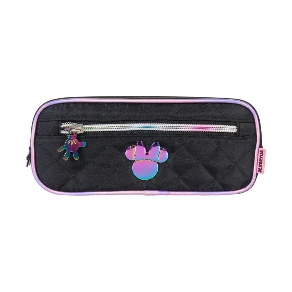 Estojo Simples Minnie Mouse Holográfico Preto E Lilás Xeryus