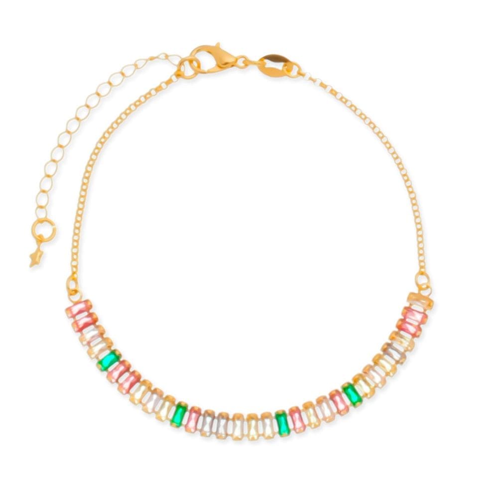 Pulseira Dourada De Pedras Coloridas