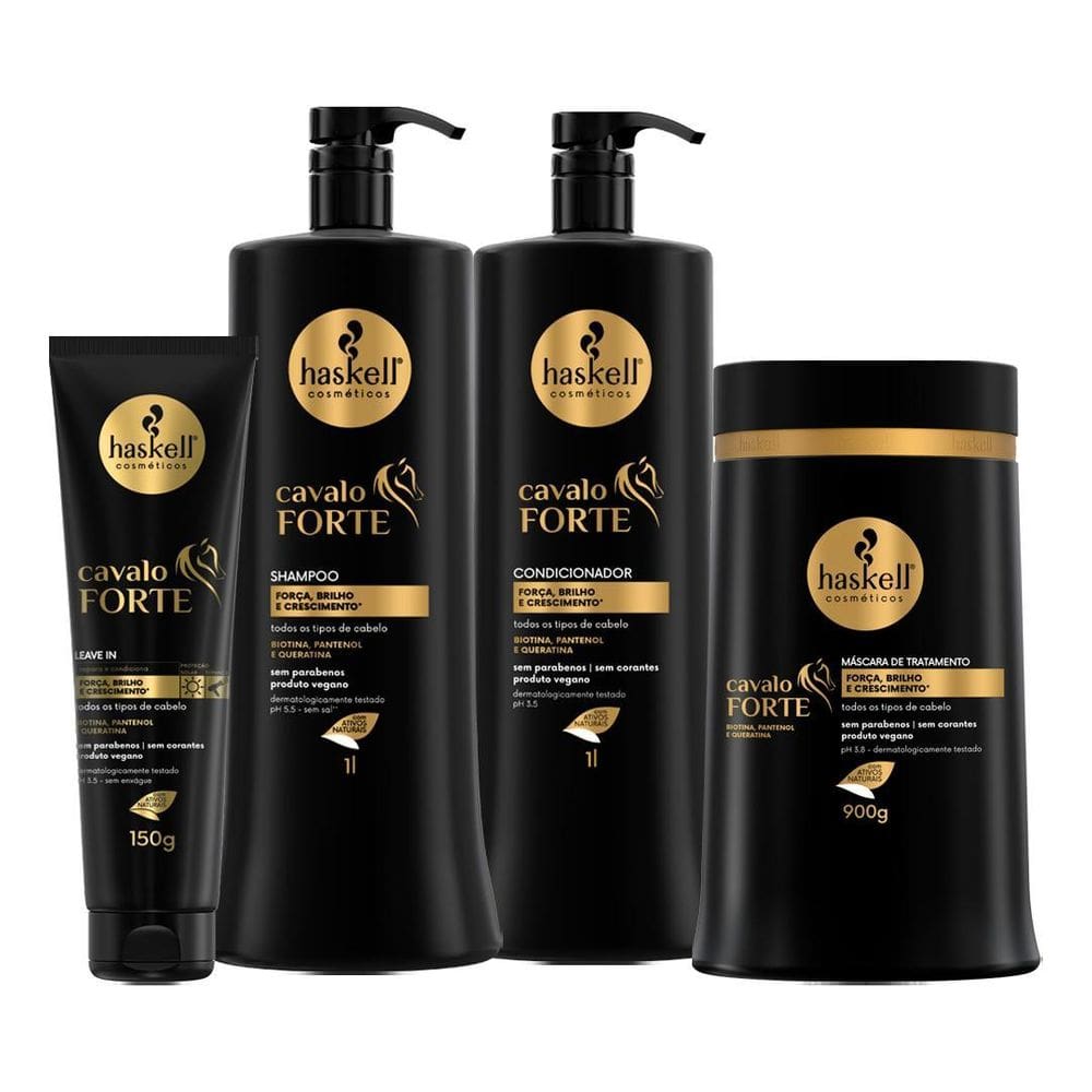 Kit Haskell Cavalo Forte Shampoo Cond Masc 1L E Leave In 150