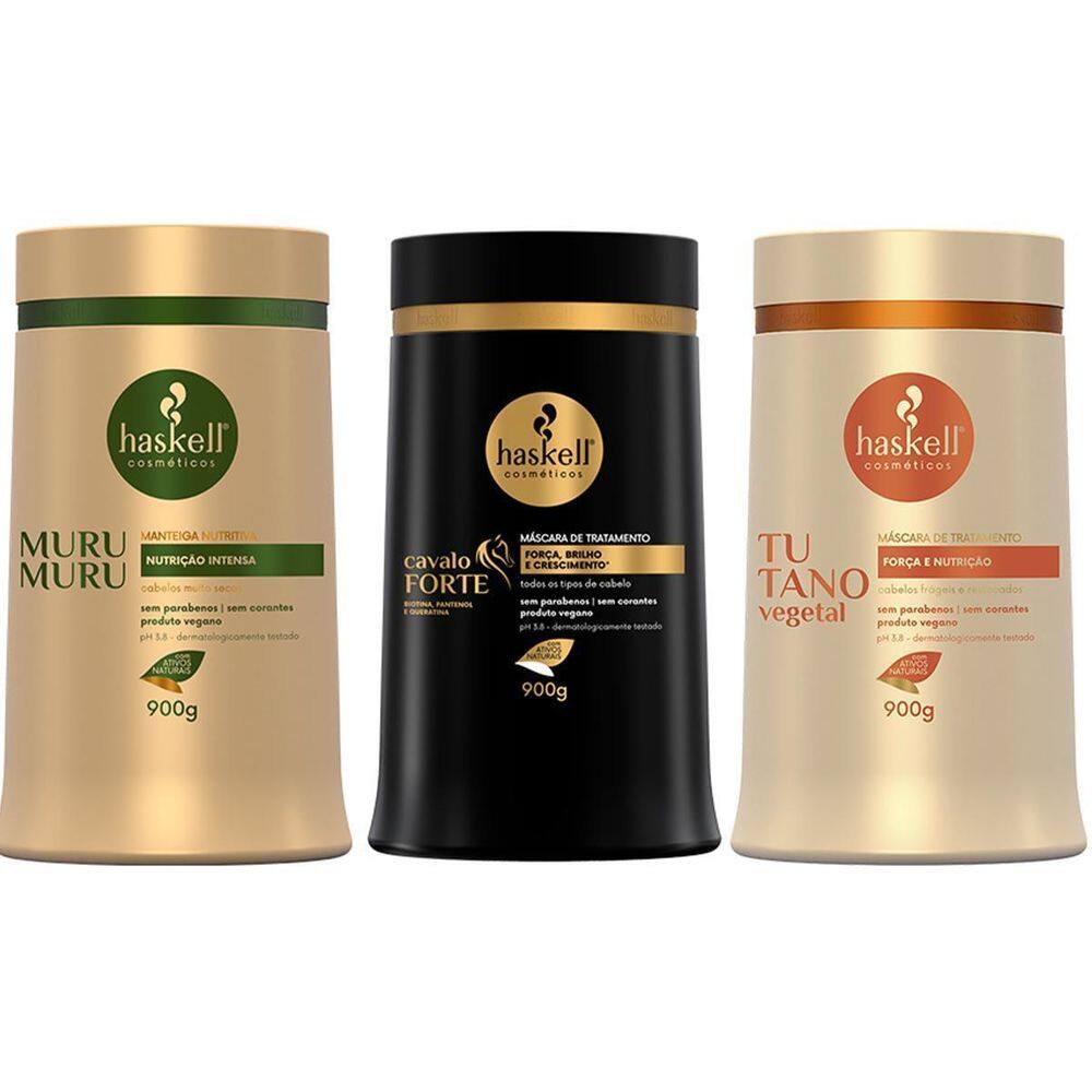 Kit Máscaras Cavalo Forte Tutano Murumuru 900Gr Haskell