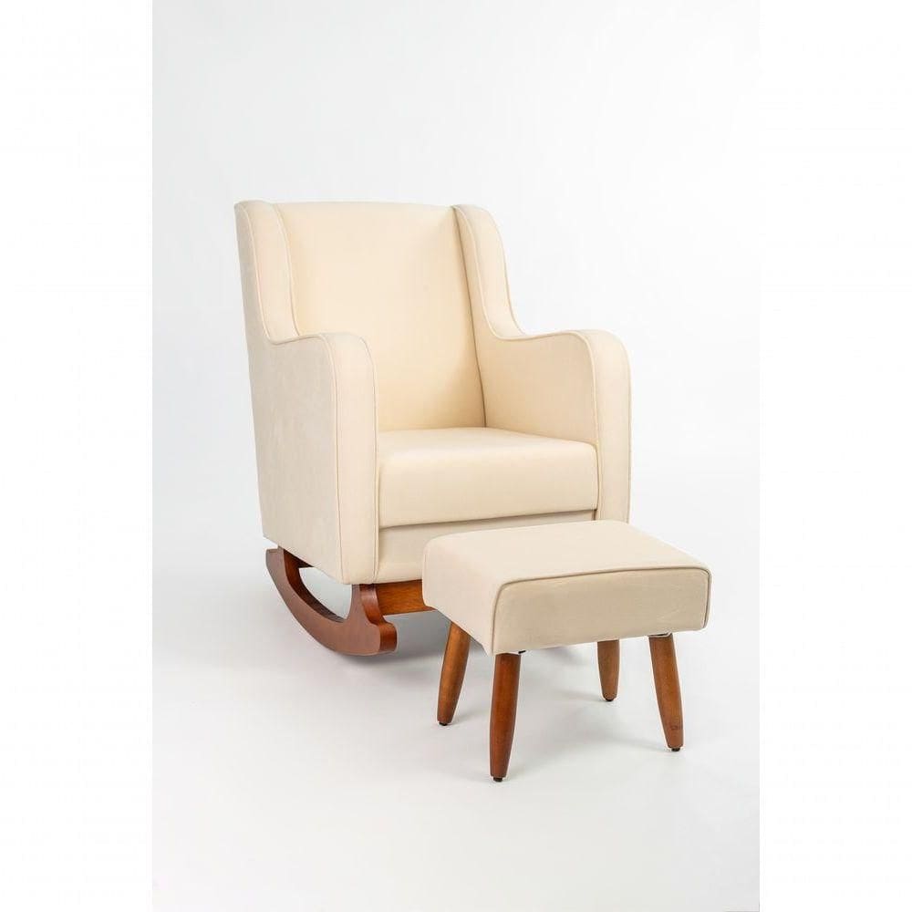 Poltrona De Amamentação Com Balanço Suede Bege - Lahome Decor