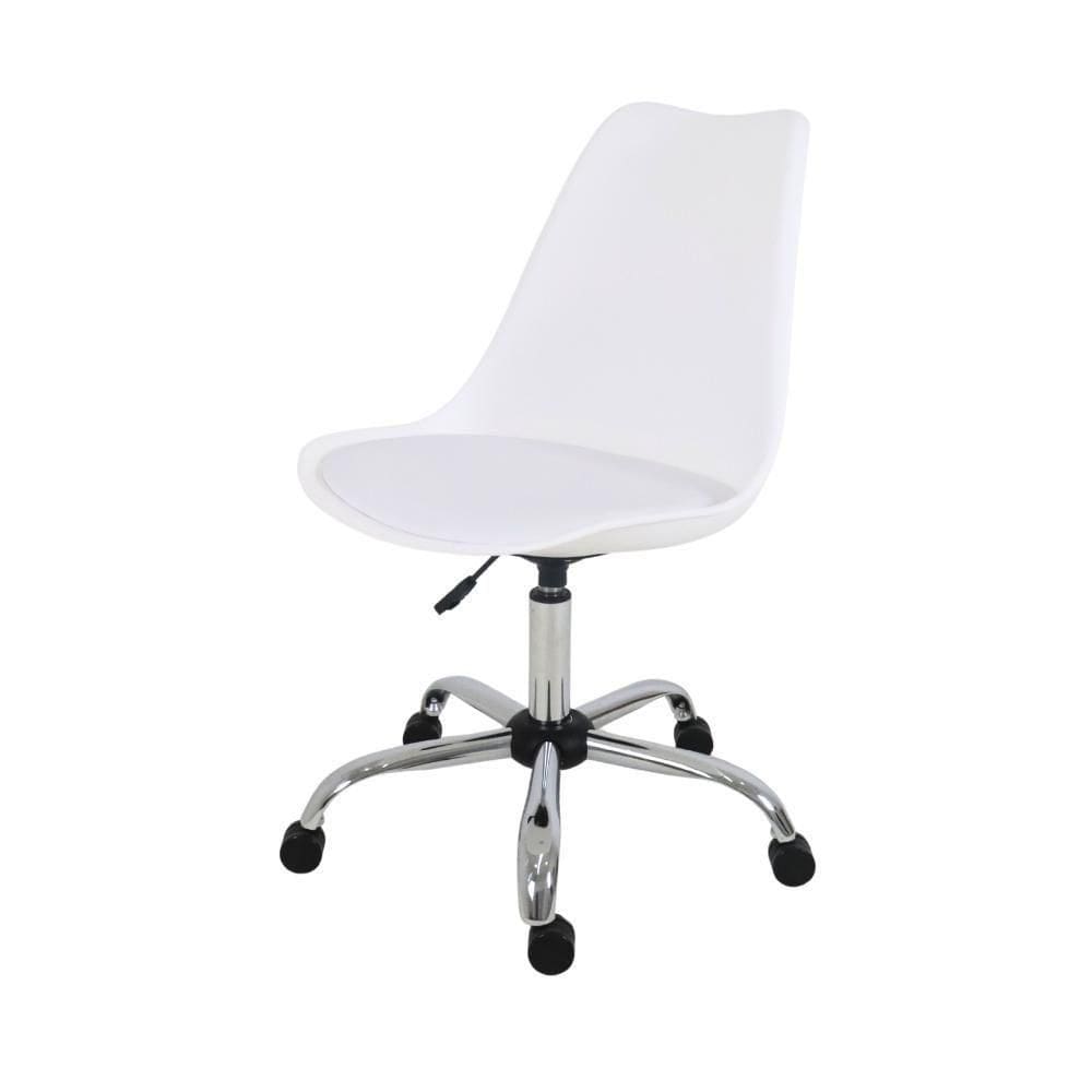 Cadeira De Escritório Giratória Branca Saarinem Office Com Regulagem De Altura Branco