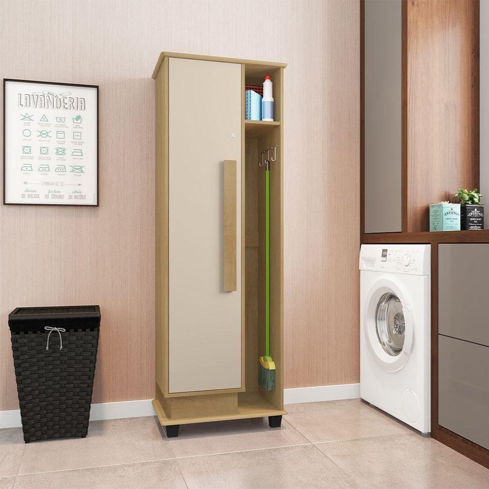 Armário Multiuso Escritório Lavanderia Quarto 1 Porta Caribe Cinamomo Off White