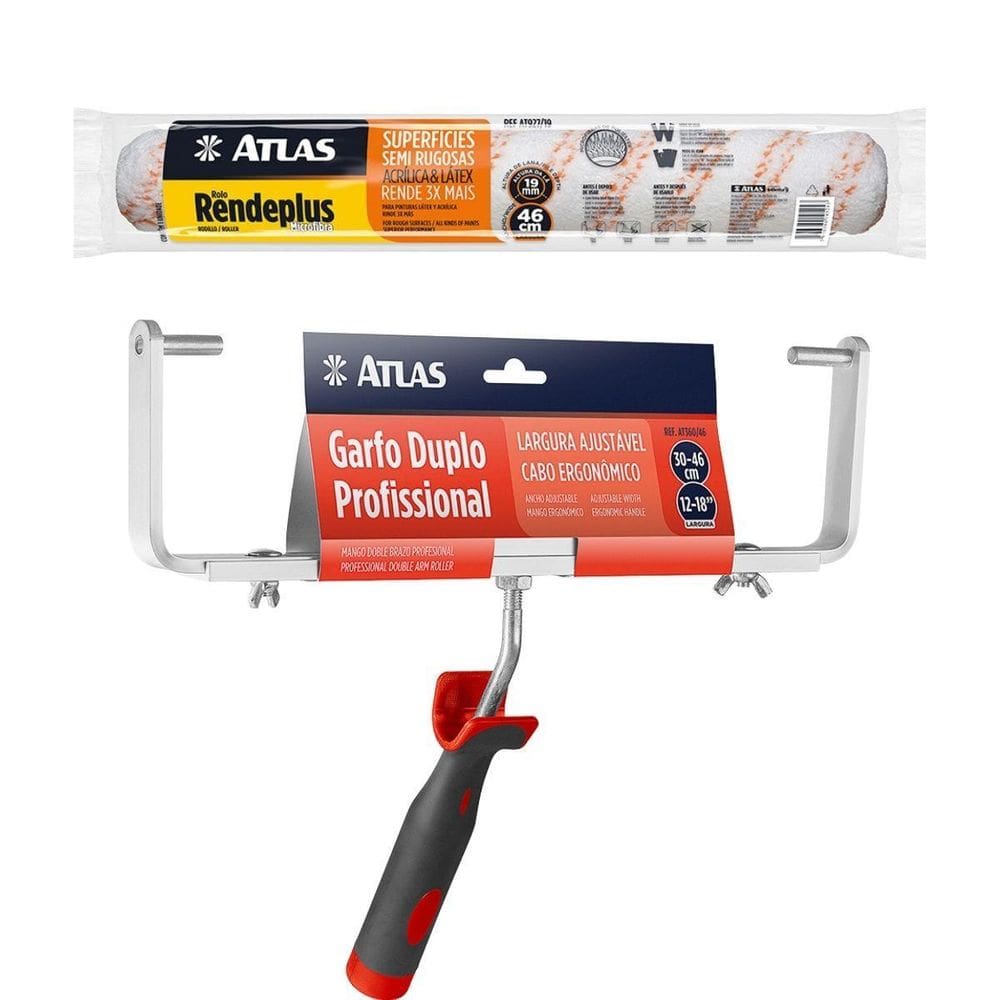 Rolo De Pintura 46Cm Com Garfo Duplo Atlas Profissional