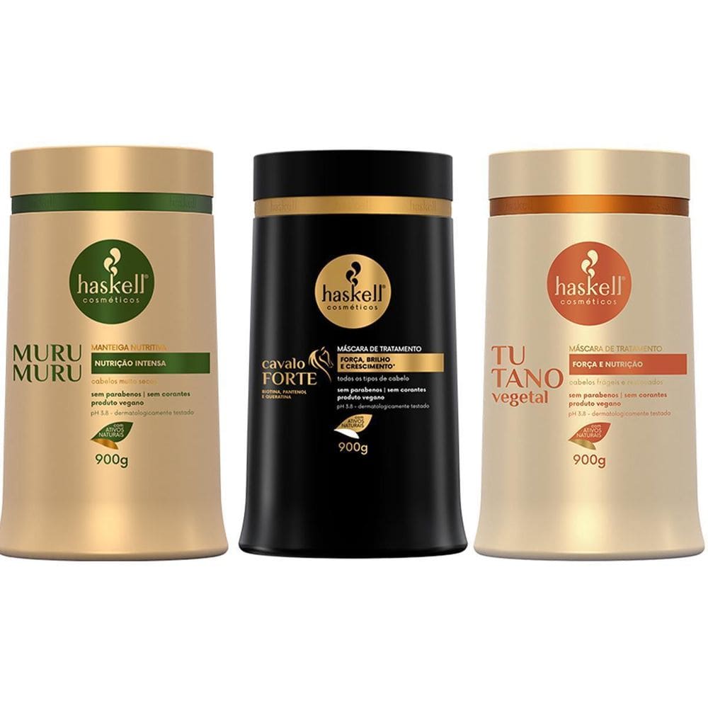 Kit Máscaras Cavalo Forte Tutano Murumuru 900Gr Haskell
