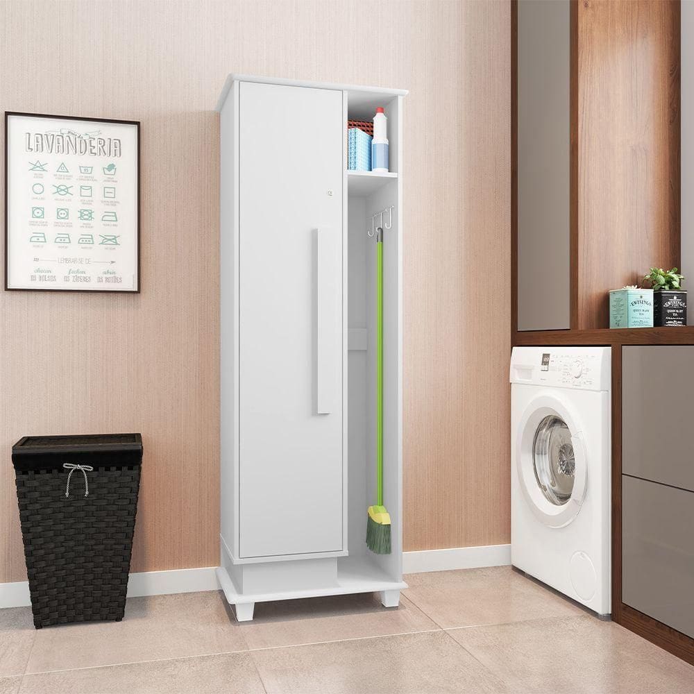 Armário Multiuso Escritório Lavanderia Quarto 1 Porta Caribe Branco