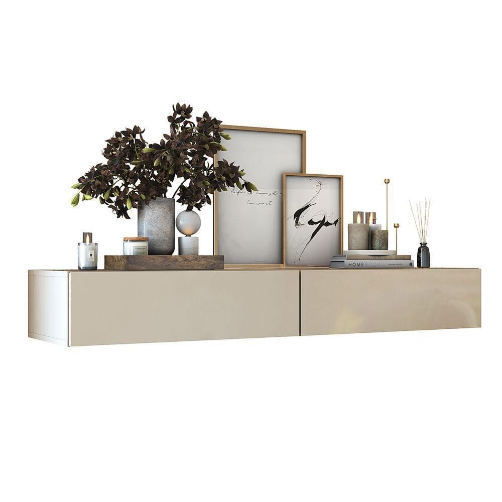 Aparador Buffet Suspenso 110cm Em Mdf Sala Hall De Entrada Off White
