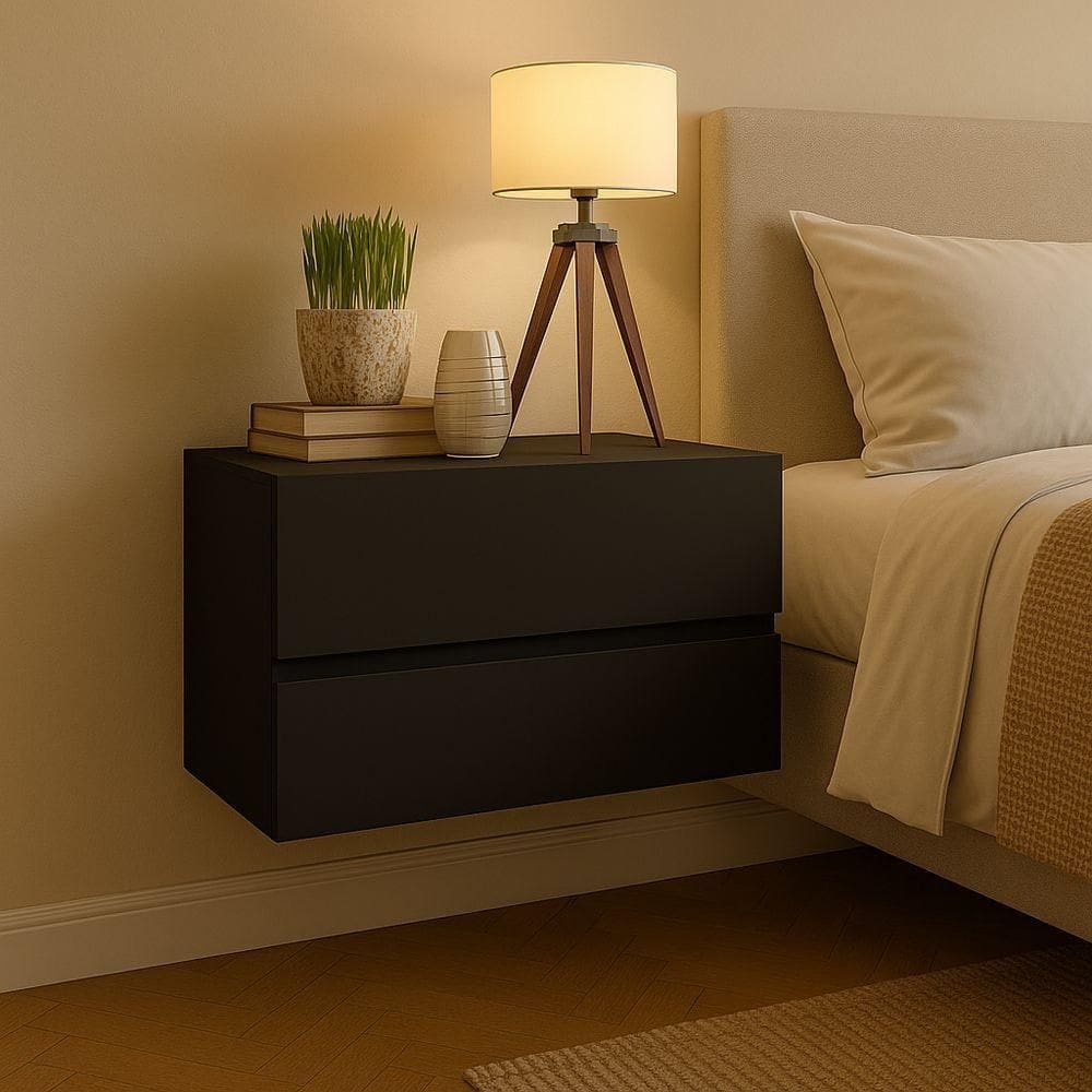 Mesa Suspensa Eros 45 Para Quartos Pequenos Design Minimalista Preto