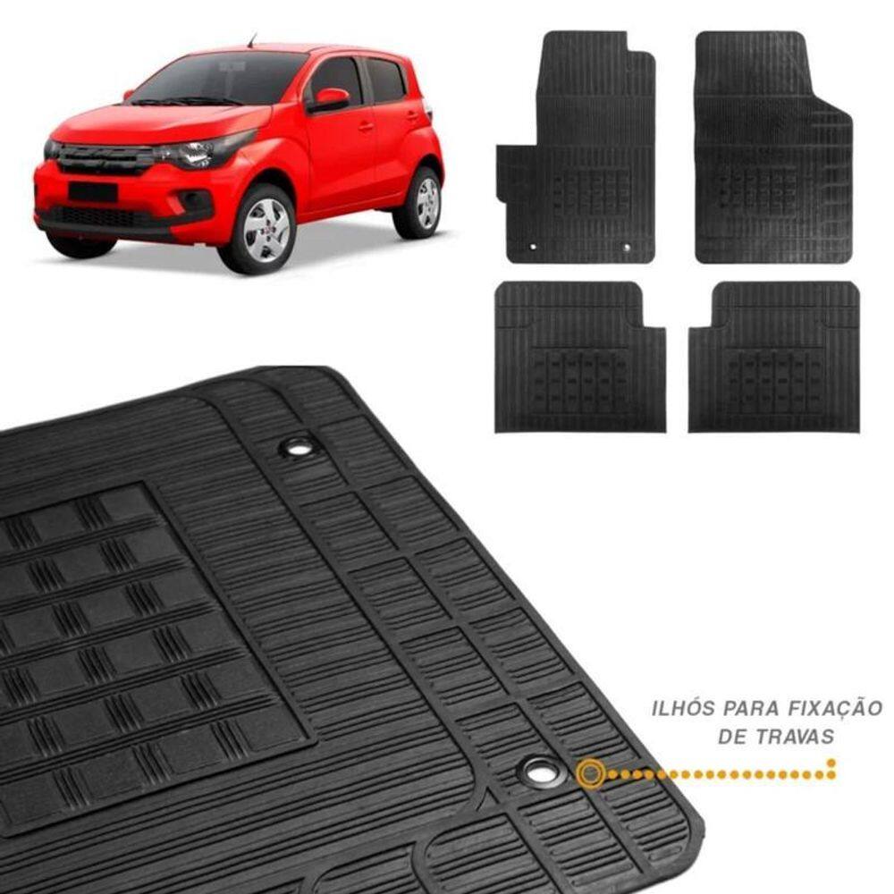Tapete Borracha Fiat Mobi 2017 Em Diante 4 Peças Preto